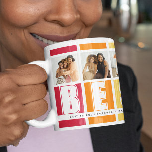 Moderne BESTIE 6 Fotocollage Retro-Streifen Kaffeetasse