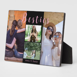 Moderne Besties BESTE FREUNDIN 4-Foto Collage Plaq Fotoplatte