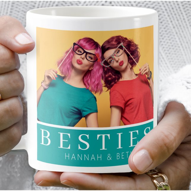 Moderne Besties Freundschaft Keepake Foto Kaffeetasse (Von Creator hochgeladen)