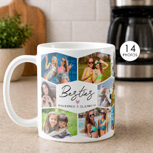 Moderne Besties-Sechseck 14-Foto-Collage Kaffeetasse