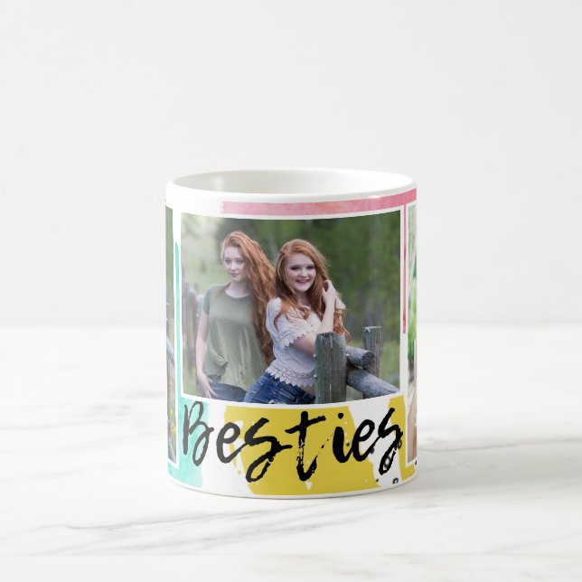Moderne Besties Typografie 3 FotoCollage Kaffeetasse (Mittel)