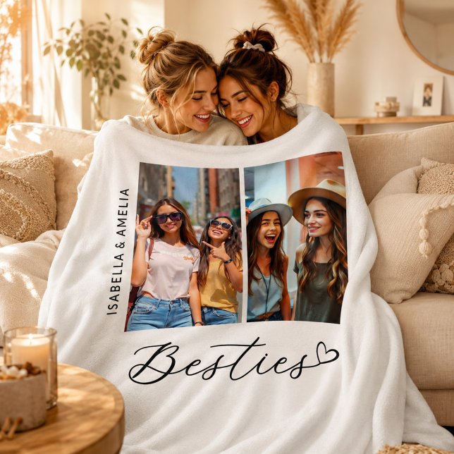Moderne Besties Zwei Fotos Script BBF Fleecedecke (Von Creator hochgeladen)