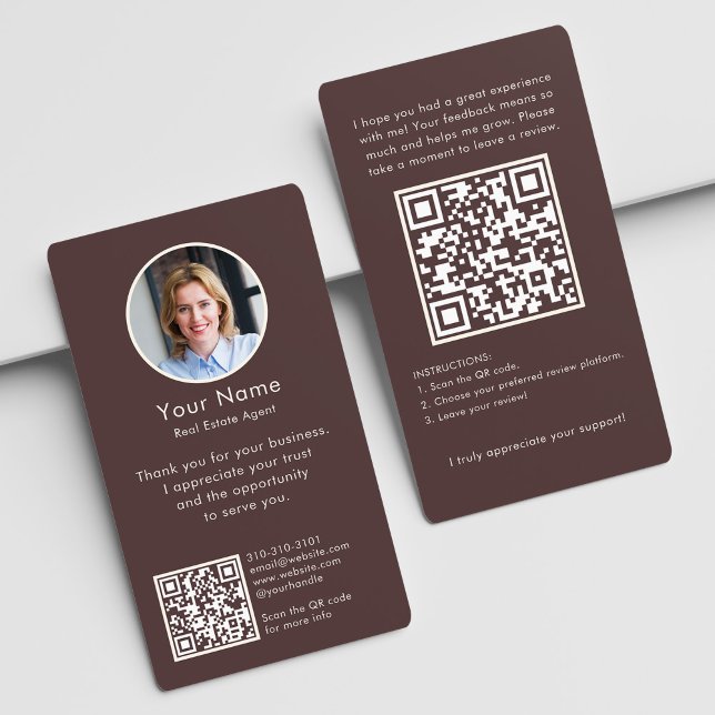Moderne Bewertungsanfrage mit QR-Code und Foto Boh Visitenkarte (Von Creator hochgeladen)