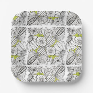 Moderne Bewirtung & Dinnerparty-Blumen-Doodle Pappteller