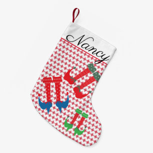 Moderne bezaubernde Weihnachts-Elfenfüße Schneeflo Kleiner Weihnachtsstrumpf