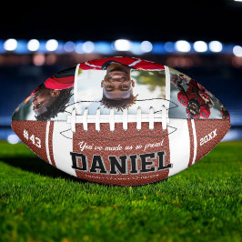 Moderne Bezeichnung und Foto halten Geschenk Football