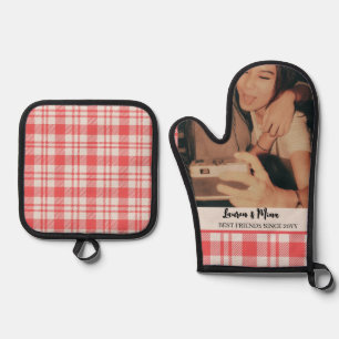 Moderne BFF-Foto-Karofreundschaft-Bester Freund Ofenhandschuh & Topflappen-Set
