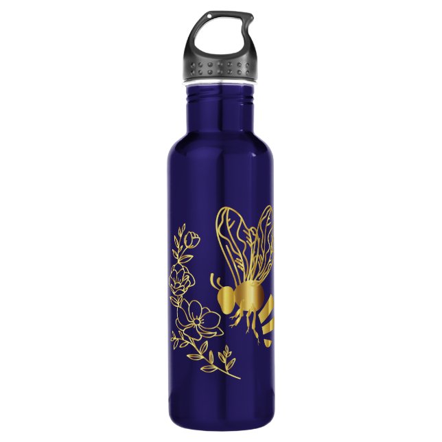 Moderne Bienen und Blume Wasserflasche  Edelstahlflasche (Vorderseite)