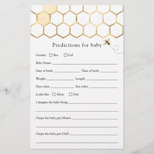 Moderne Bienenkarte für Babyduschkarte (Vorderseite)