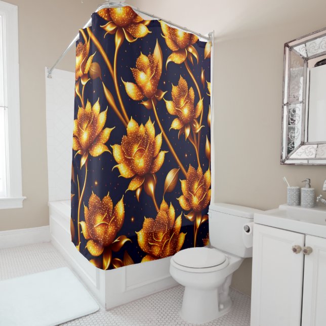 Moderne Big Luxury Gold Rose Collection Duschvorhang (Beispiel)