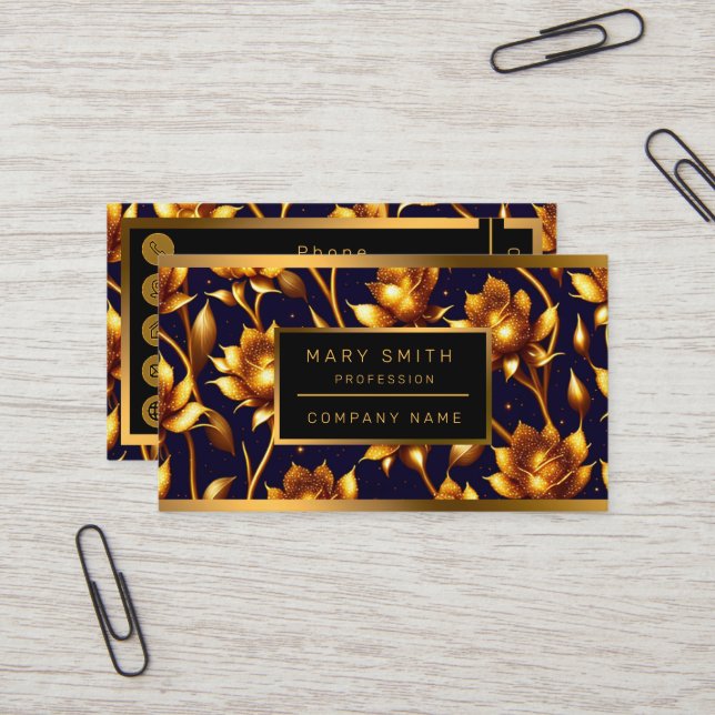 Moderne Big Luxury Gold Rose Collection Visitenkarte (Vorderseite/Rückseite Beispiel)