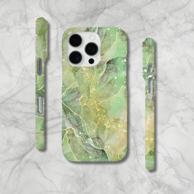 Moderne, billowy grüne Gate-Stil iPhone Case (Shades of green and gold, Case-Mate iPhone case.  Available for all iPhone models.)