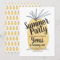 Moderne Bio Ananas zum Geburtstag Tropischer Invit