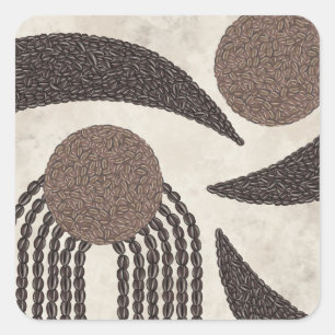 Moderne Bio-Kaffeebohnen-geometrisch-neutral Quadratischer Aufkleber