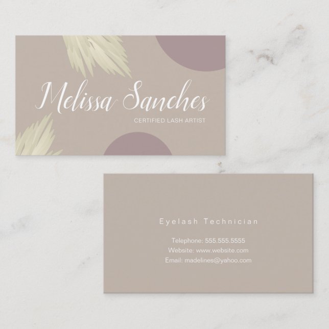 Moderne Bio Pampas formen Naturfarben Visitenkarte (Vorne/Hinten)