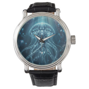 "Moderne biolumineszente Tiefsee-Wandqualle" Armbanduhr