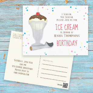 Moderne Birthday Ice Cream Whimsical Sprinkles Postkarte