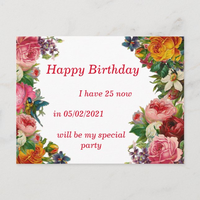 MODERNE BIRTHDAY-KARTE EINLADUNGSPOSTKARTE (Vorderseite)