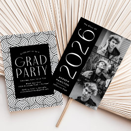 Moderne Black 3 Foto Graduation Party 2025 Einladung