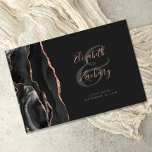 Moderne Black Agate Rose Gold Script Dark