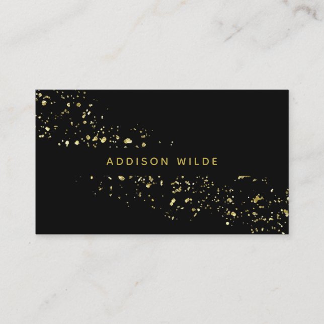 Moderne Black and Gold Flakes Chic Stilvoll Visitenkarte (Vorderseite)