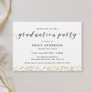Moderne Black and Gold Graduation Party Einladung