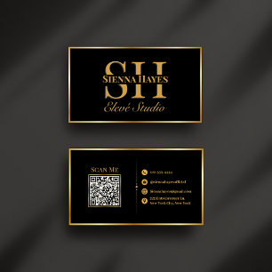 Moderne Black and Gold Monogram Business Card Visitenkarte