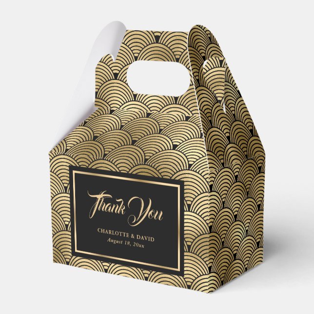 Moderne Black and Gold Scales Wedding Vielen Dank Geschenkschachtel (Vorderseite)