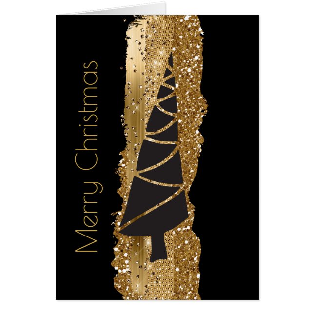 Moderne Black and Gold Weihnachtskarte (Vorne)