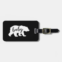 Moderne Black and White Script Baby Bear Silhouett