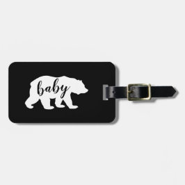 Moderne Black and White Script Baby Bear Silhouett Gepäckanhänger