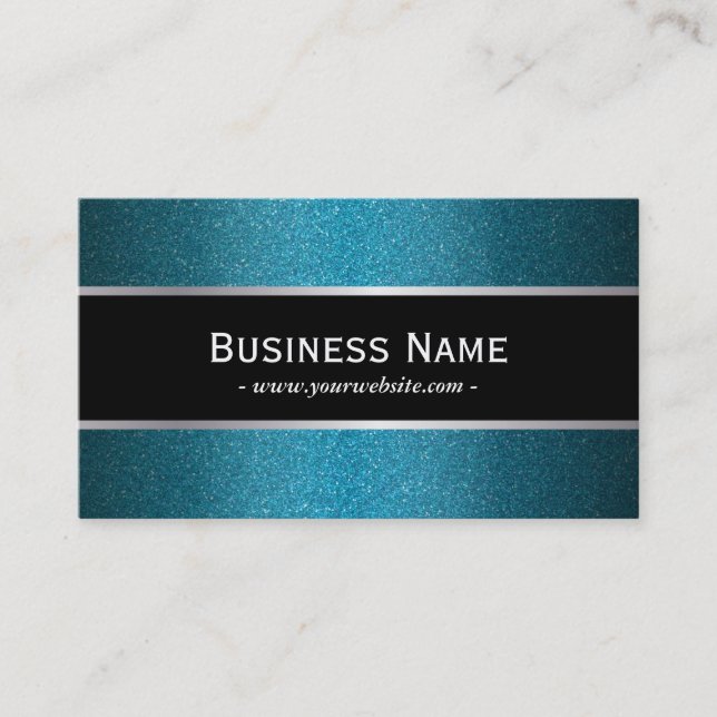Moderne Black Banner Aquamarin Glitzer Business Ca Visitenkarte (Vorderseite)