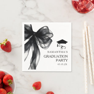 Moderne Black Bow Graduation Party Serviette