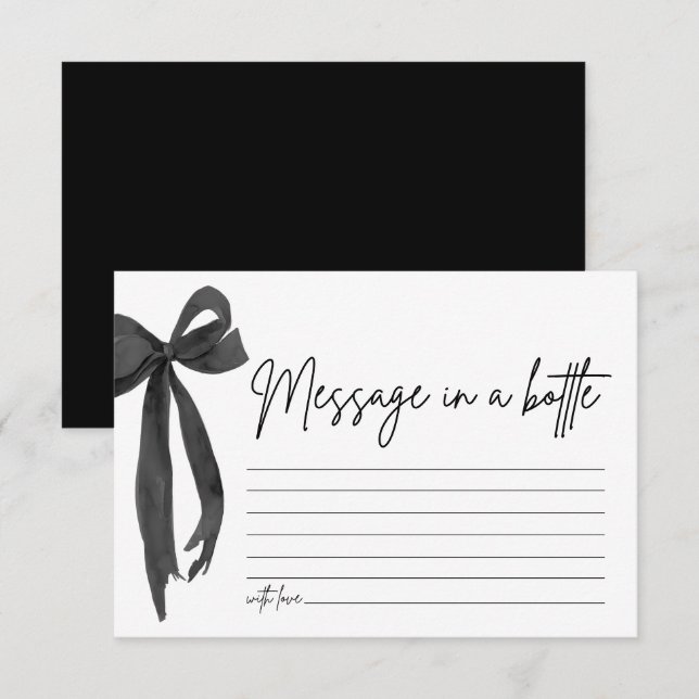 Moderne Black Bow-Meldung in einer Flaschenspielka Einladung (Vorne/Hinten)