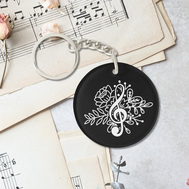 Moderne Black Floral Treble Clef Music (Créateur téléchargé)