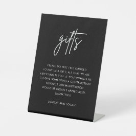 Moderne Black Gift Registry Honeymoon Fund Hochzei Sockelschild