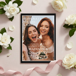 Moderne Black Gingham Foto Graduation Party Acryleinladungen