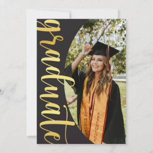 Moderne Black Gold 4 Faire-part de graduation phot
