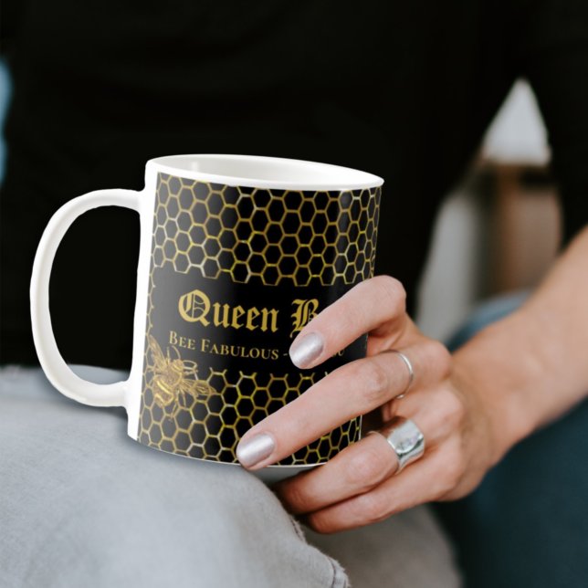 Moderne Black Gold Biene Fabulous Bee You Queen Be Kaffeetasse (Von Creator hochgeladen)