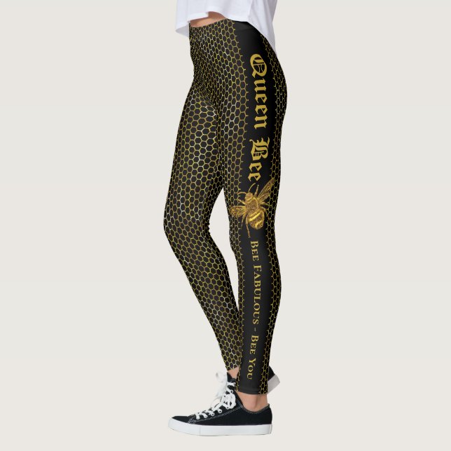 Moderne Black Gold Biene Fabulous Bee You Queen Be Leggings (Links)