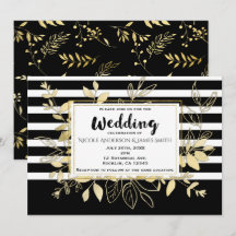 Moderne Black Gold Botanical Glamour Chic Wedding