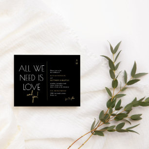 Moderne Black + Gold-Budget-Einladung zur Hochzeit Mitteilungskarte