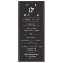 Moderne Black Gold Elegante Wedding Program Card