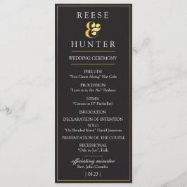 Moderne Black Gold Elegante Wedding Program Card Programm