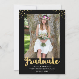 Moderne Black Gold Foto Graduation Party Einladung
