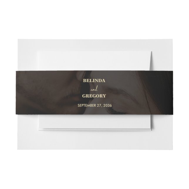 Moderne Black Gold Foto Overlay-Hochzeit Einladungsbanderole (Vorderseite Beispiel)