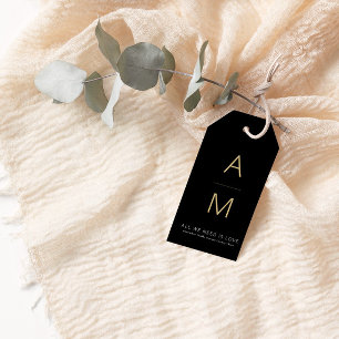 Moderne Black + Gold Gastgeschenk Hochzeit Geschenkanhänger