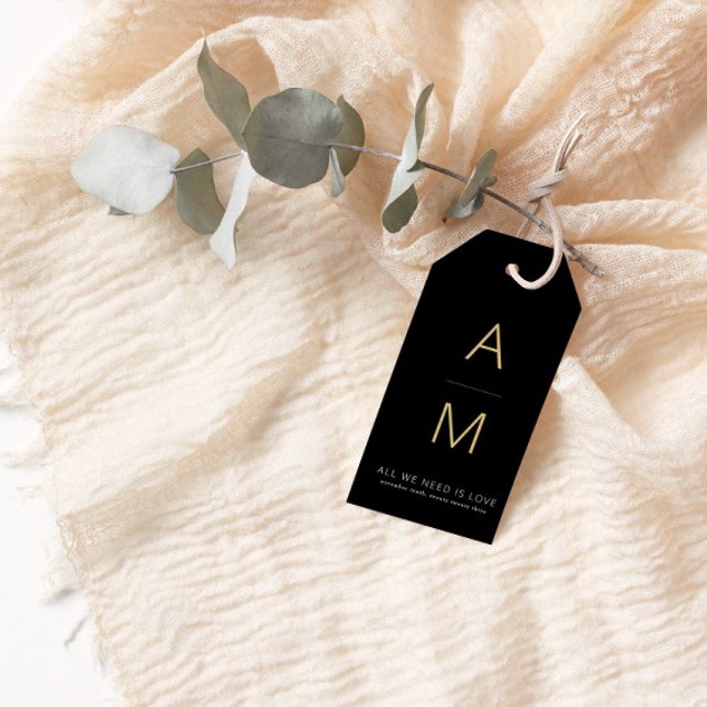 Moderne Black + Gold Gastgeschenk Hochzeit Geschenkanhänger (Von Creator hochgeladen)