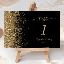 Moderne Black Gold Glitzer Edge Wedding Tischnummer