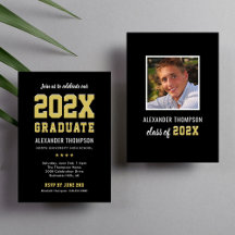 Moderne Black Gold Graduation Party 2023